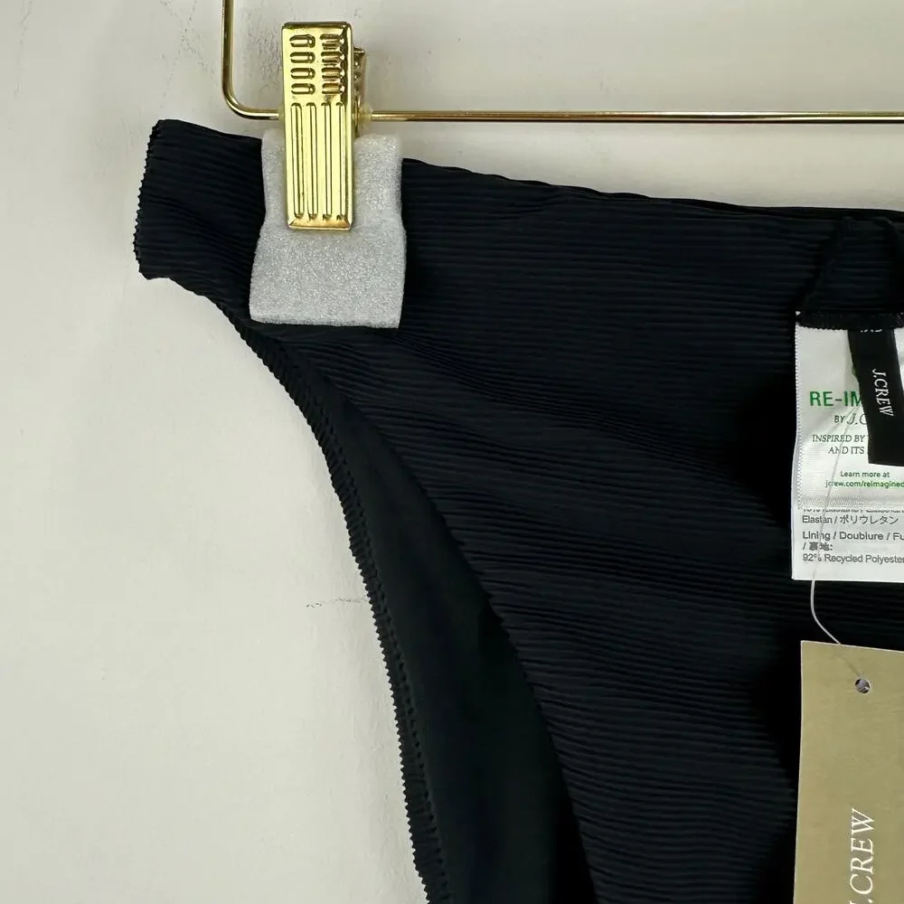 J.Crew Ribbed High Rise Cheeky Bikini Bottom Beach Swim Minimalist Black S NWT